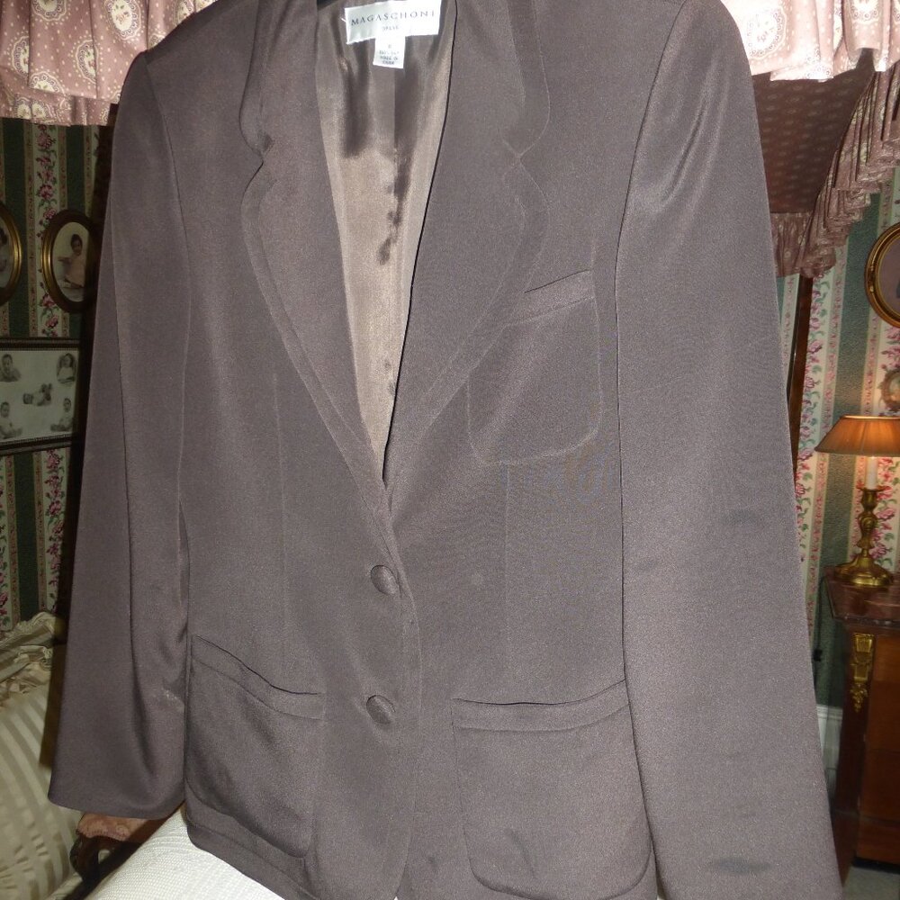 Vintage Magaschoni Brown Silk Blazer